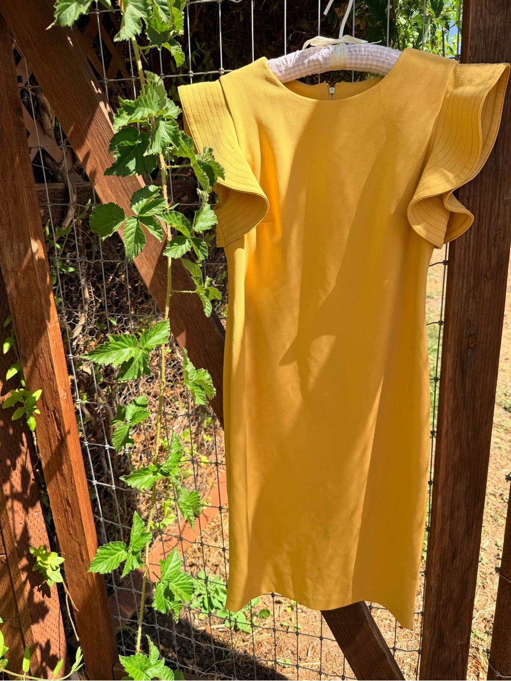 Calvin Klein Yellow Ruffle Sleeve Tunic Dress